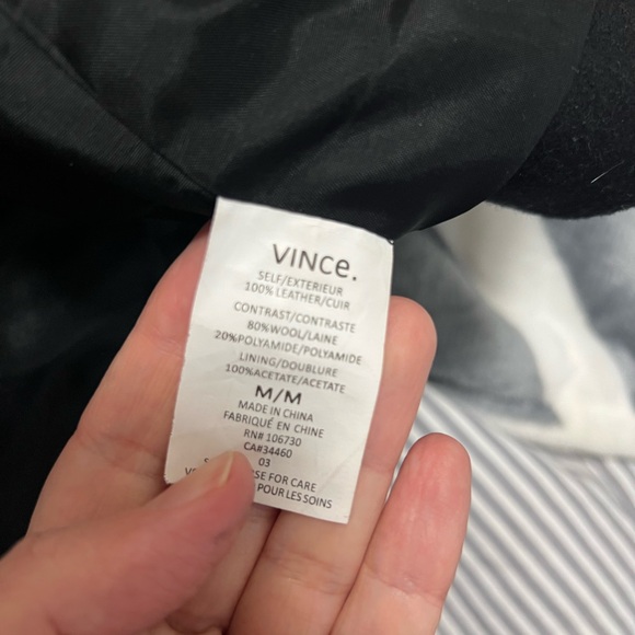 Vince Women's Black Leather and Wool Jacket - Picture 5 of 6